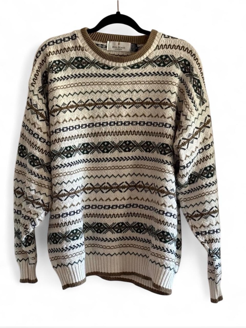 Vintage Bill Blass Fair Isle Nordic Crewneck Sweater Men's L